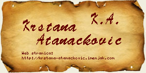 Krstana Atanacković vizit kartica